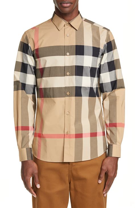 burberry print shirt mens|Burberry button up shirt.